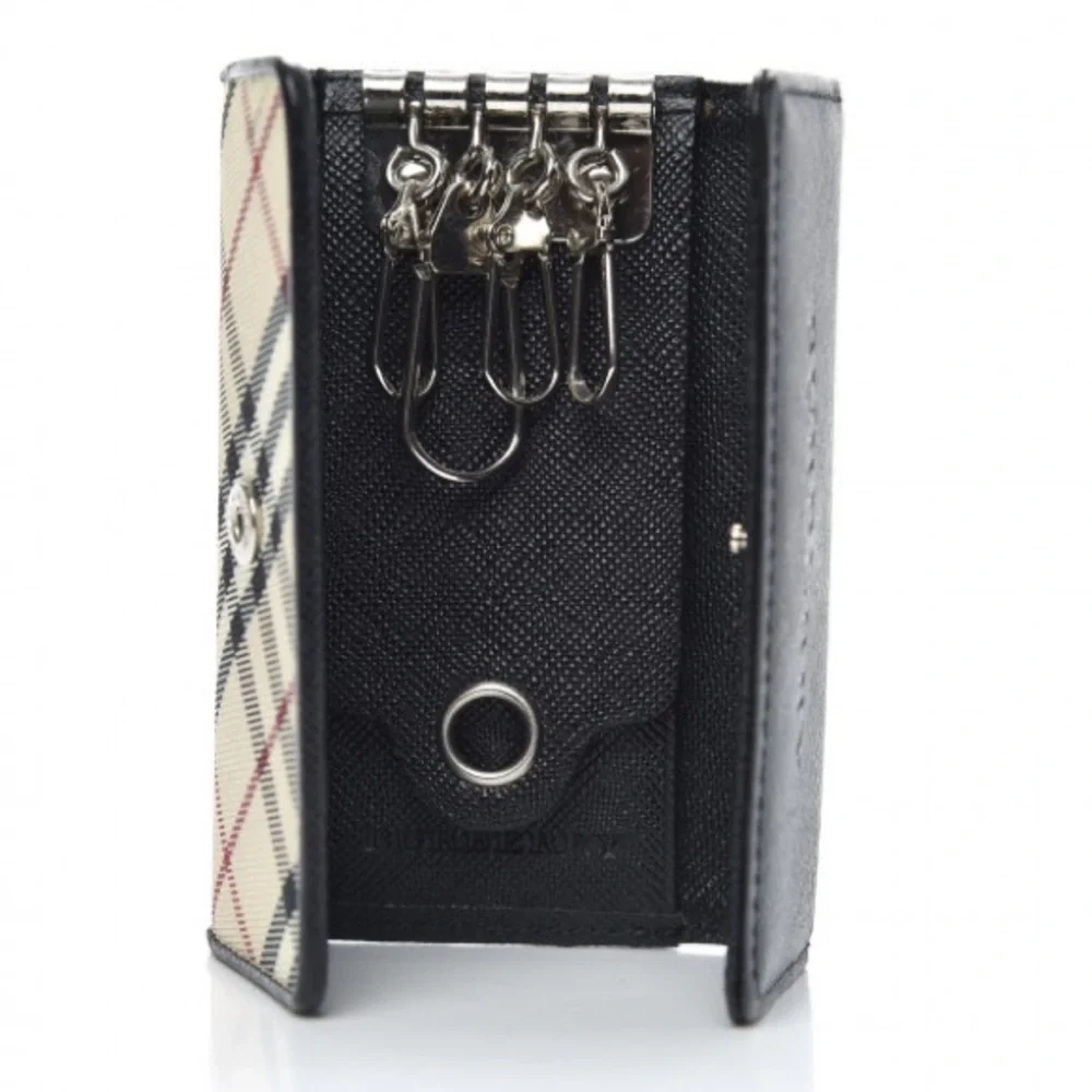 Burberry BURBERRY  Nova Check 4 Key Holder Case Black and Beige EUC